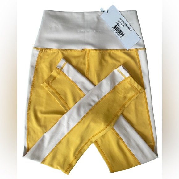 NEW with tags- All Fenix Anthropologie Charlie Yellow/cream 7/8 Legging Small - Picture 8 of 13